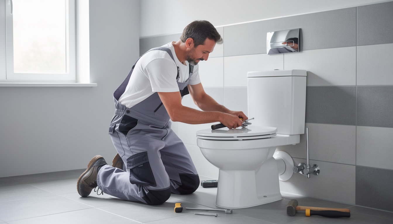 Toilet installation being completed by Clacton plumber