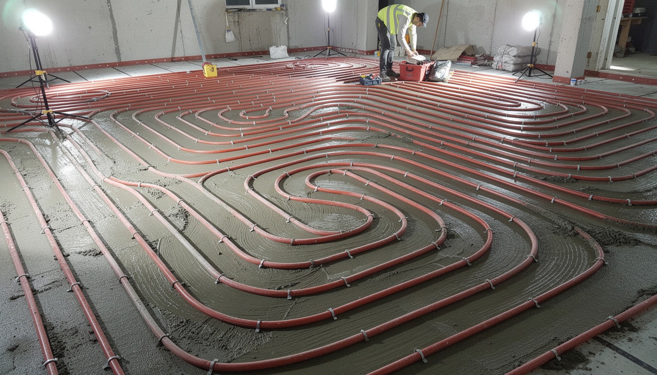 Underfloor heating installation in progress by Clacton technician